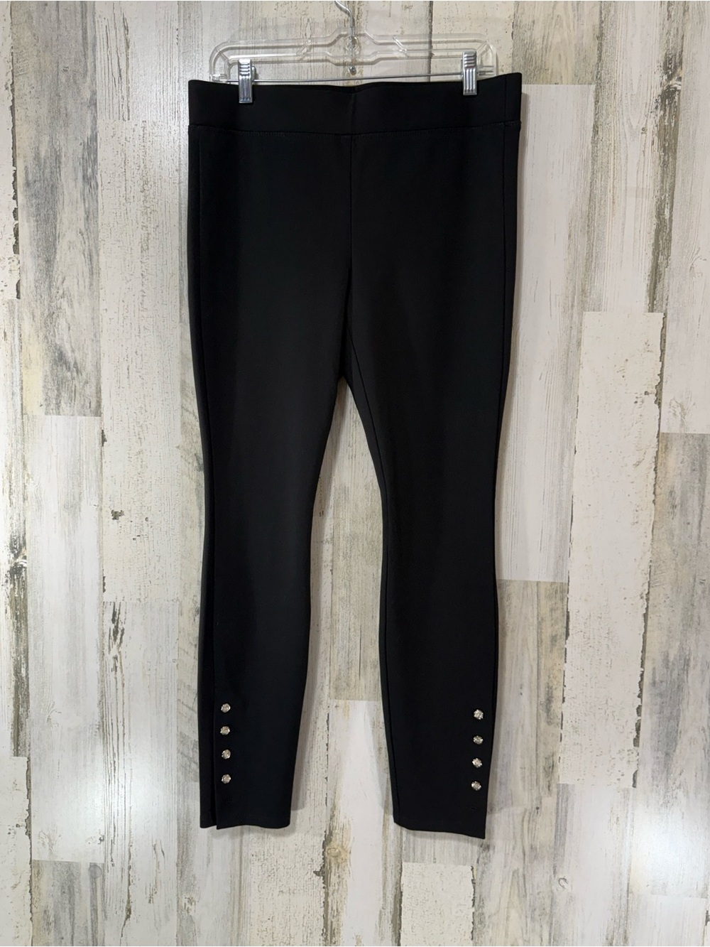 White House Black Market Black Ponte The Leggings with Gold Ankle Button Accents - Picture 11 of 16